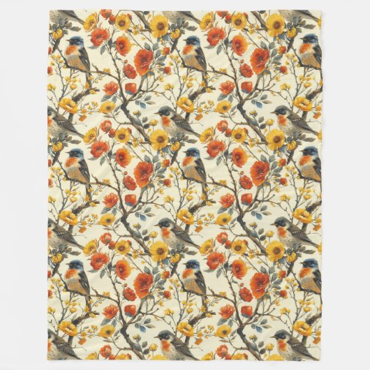 Couverture d'automne confortable avec oiseaux et c (Devant)