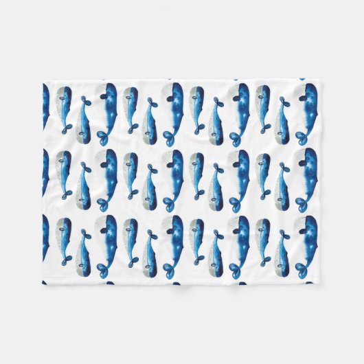 Couverture de bébé - baleine bleue de couleur (Devant (Horizontal))