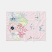 Couverture de bébé d'ouatine de fleurs et de (Devant (Horizontal))