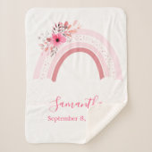 Couverture de bébé sherpa florale rose bohème arc- (Devant)