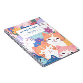 Couverture de cahier Chats heureux et fleurs (Côté Droit)