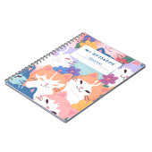 Couverture de cahier Chats heureux et fleurs (Côté gauche)