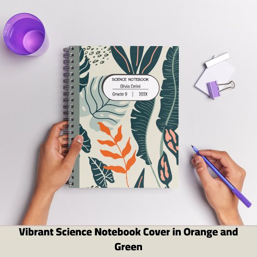 Couverture de cahier de sciences vibrante en orang