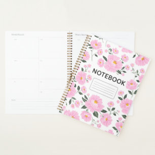 Couverture de cahier floral rose Élégante fleur