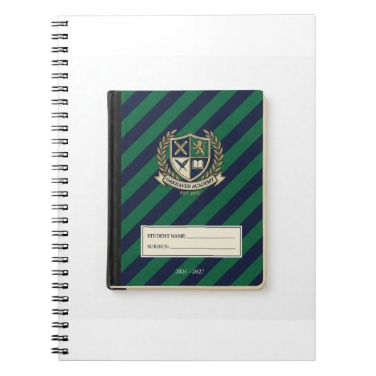 Couverture de cahier - Rayures diagonales émeraude (Devant)