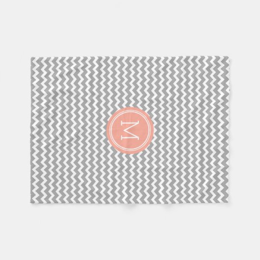 Couverture de corail grise de monogramme de motif (Devant (Horizontal))