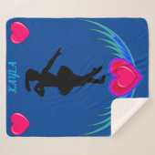 Couverture de danse bleue avec ballerine et coeurs (Devant (Horizontal))