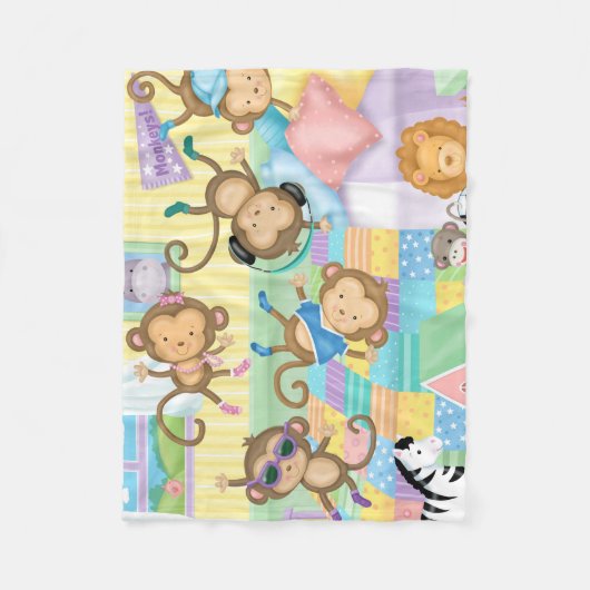 Couverture de flanelle de cinq petite singes (Devant)