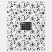 Couverture de fleurs noir et blanc monogramme cosy (Devant)