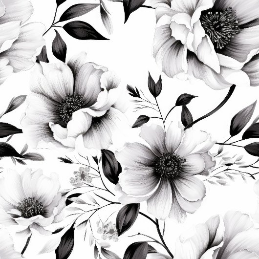 Couverture de fleurs noir et blanc monogramme cosy