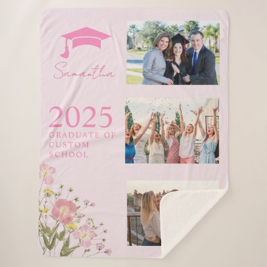 Couverture de graduation de photo rose (Devant)