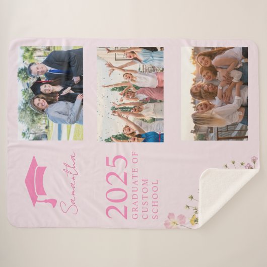 Couverture de graduation de photo rose (Devant (Horizontal))