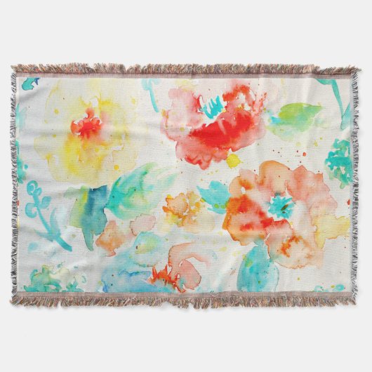 Couverture de jet abstraite de pavot d'aquarelle (Devant)