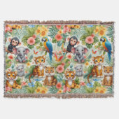 Couverture de jet bébé animaux de la jungle tropic (Devant)