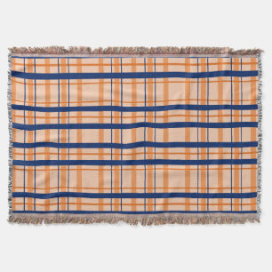 Couverture de jet de bleu marine d'orange et