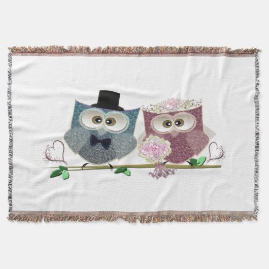 Couverture de jet de hiboux de mariage (Devant)