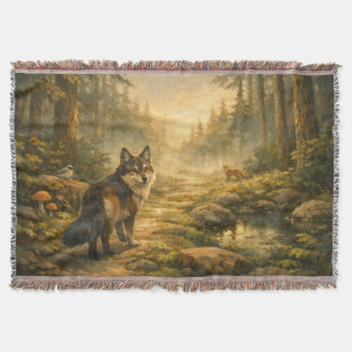 Couverture de jet douce et forestière Compagnons d