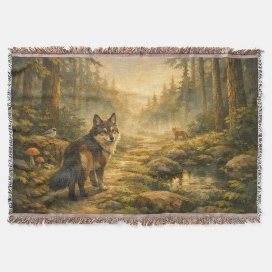 Couverture de jet douce et forestière Compagnons d (Devant)