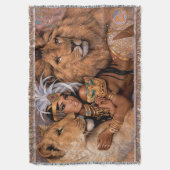 Couverture de jet égyptienne déesse lionne (devant Vertical)