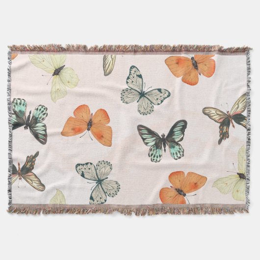 Couverture de jet en coton et peluche motif papill (Devant)
