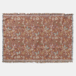 Couverture de jet en terre cuite bohème florale