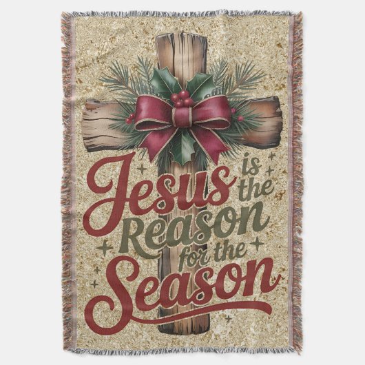 Couverture de jet Jésus raison saison (devant Vertical)