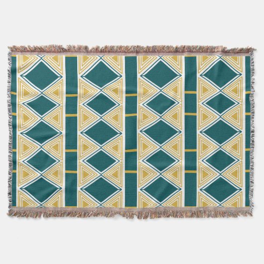 Couverture de jet Neo-Deco Triangle Grid sarcelle (Devant)