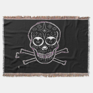 couverture de jet noire et blanche de candyskull