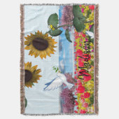 Couverture de jet Sunflower Bumblebee White Dove (devant Vertical)