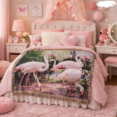 Couverture de jet tropicale Paradis Flamant Rose