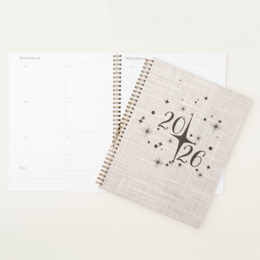 Couverture de l'agenda minimal en lin 2026 (Devant avec enveloppe)