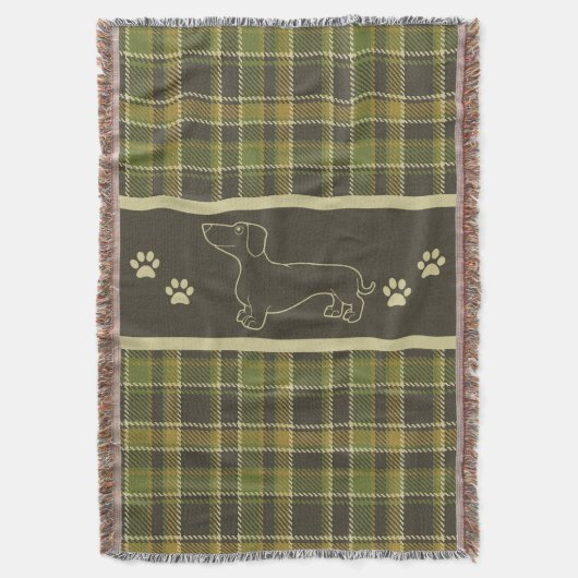 Couverture de lancer Dachshund Green Plaid (devant Vertical)