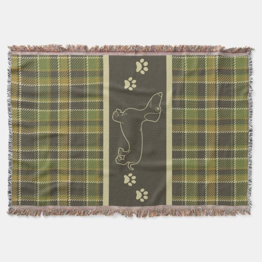 Couverture de lancer Dachshund Green Plaid (Devant)