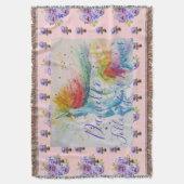 Couverture de licorne aquarelle rose avec prénom d (devant Vertical)