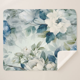 Couverture de luxe en fleece Sherpa à motif floral