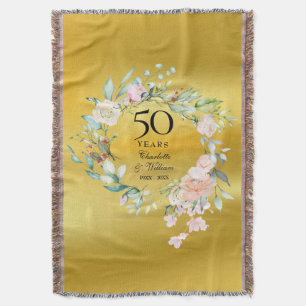 Couverture de mariage 50 ans feuillet or floral