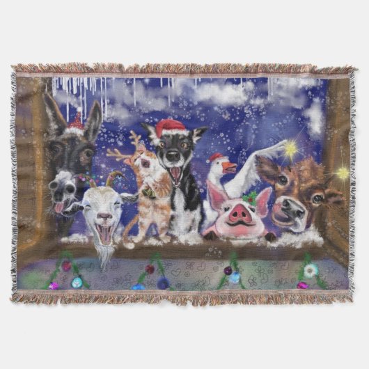 Couverture de Noël drôle de fête d'animaux de ferm (Devant)