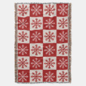 Couverture de Noël flocon de neige rouge et crème (devant Vertical)