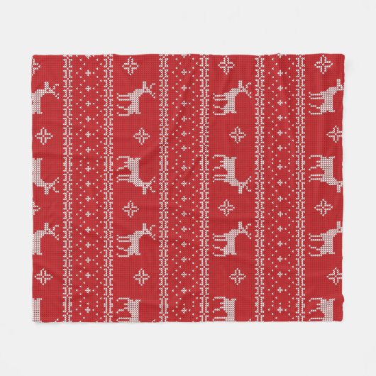 Couverture de Noël Rouge Knit Sweer Deer (Devant (Horizontal))