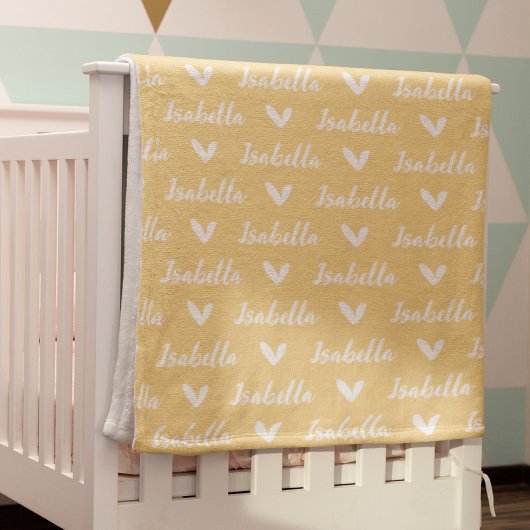 Couverture de nom personnalisée jaune avec coeur