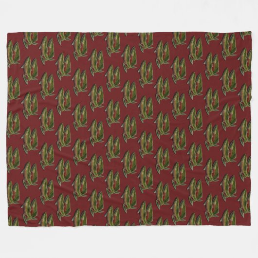 Couverture de pêche Saumon Poisson Art Fleece Blan (Devant (Horizontal))