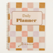 Couverture de planner quotidien géométrique rose m (Devant)