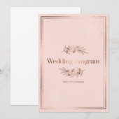 Couverture de Programme de Mariage Rose Doré Blush (Devant / Derrière)