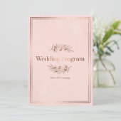 Couverture de Programme de Mariage Rose Doré Blush (Debout devant)