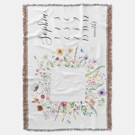 Couverture de référence bébé tissée florale Fleur (devant Vertical)