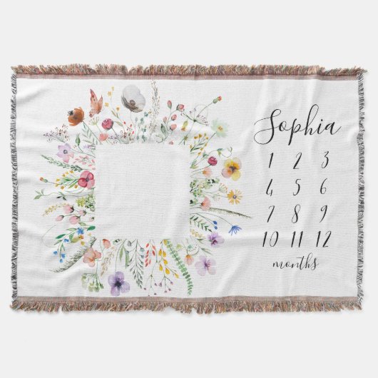 Couverture de référence bébé tissée florale Fleur (Devant)