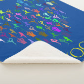 couverture de sherpa bleu YOGA avec coeur. "JUSTE (3/4)