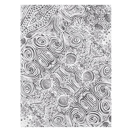 Couverture de table en nappes d'art noir et blanc (Devant)