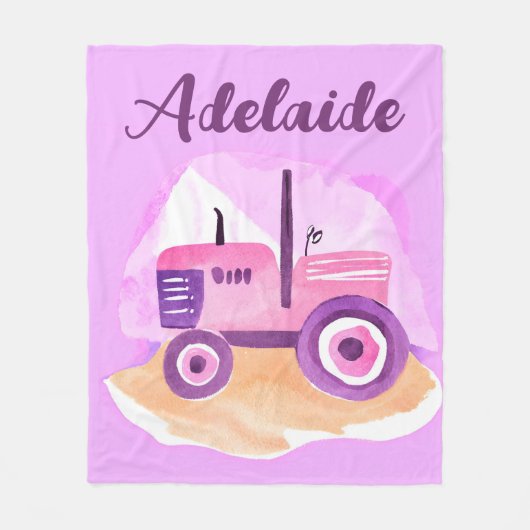 Couverture de tracteur rose et violet personnalisé (Devant)