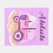 Couverture de tracteur rose et violet personnalisé (Devant (Horizontal))